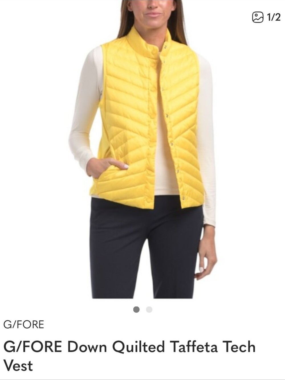 G/FORE Bright Yellow Quilted Snap Vest
